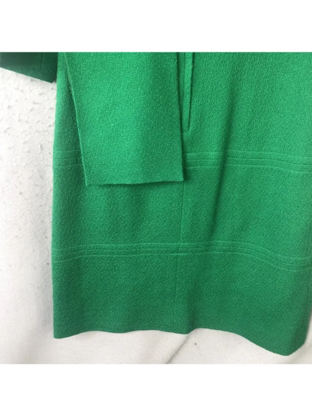 Old Money Dress Womens M Lucky Green Shift Knee Length 3/4 Sleeve 60s Holidays